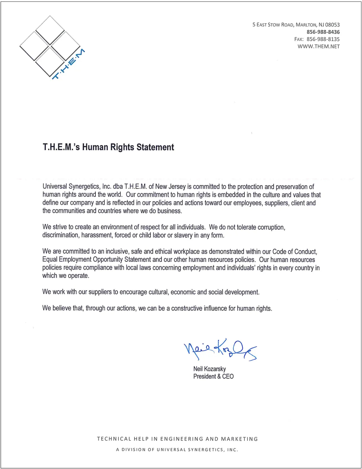 THEM HUMAN RIGHTS STATEMENT